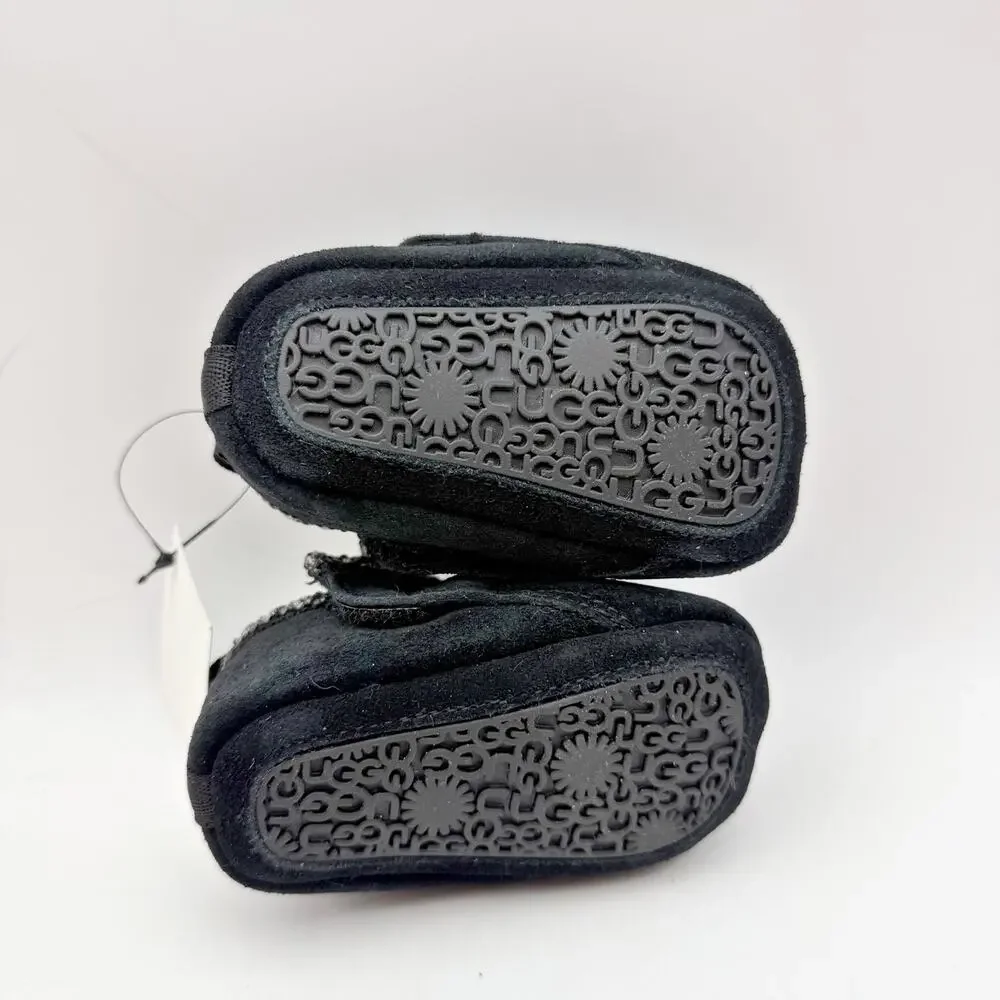 UGG Baby Tasman Slippers US 0/1 XS Black Suede NIB